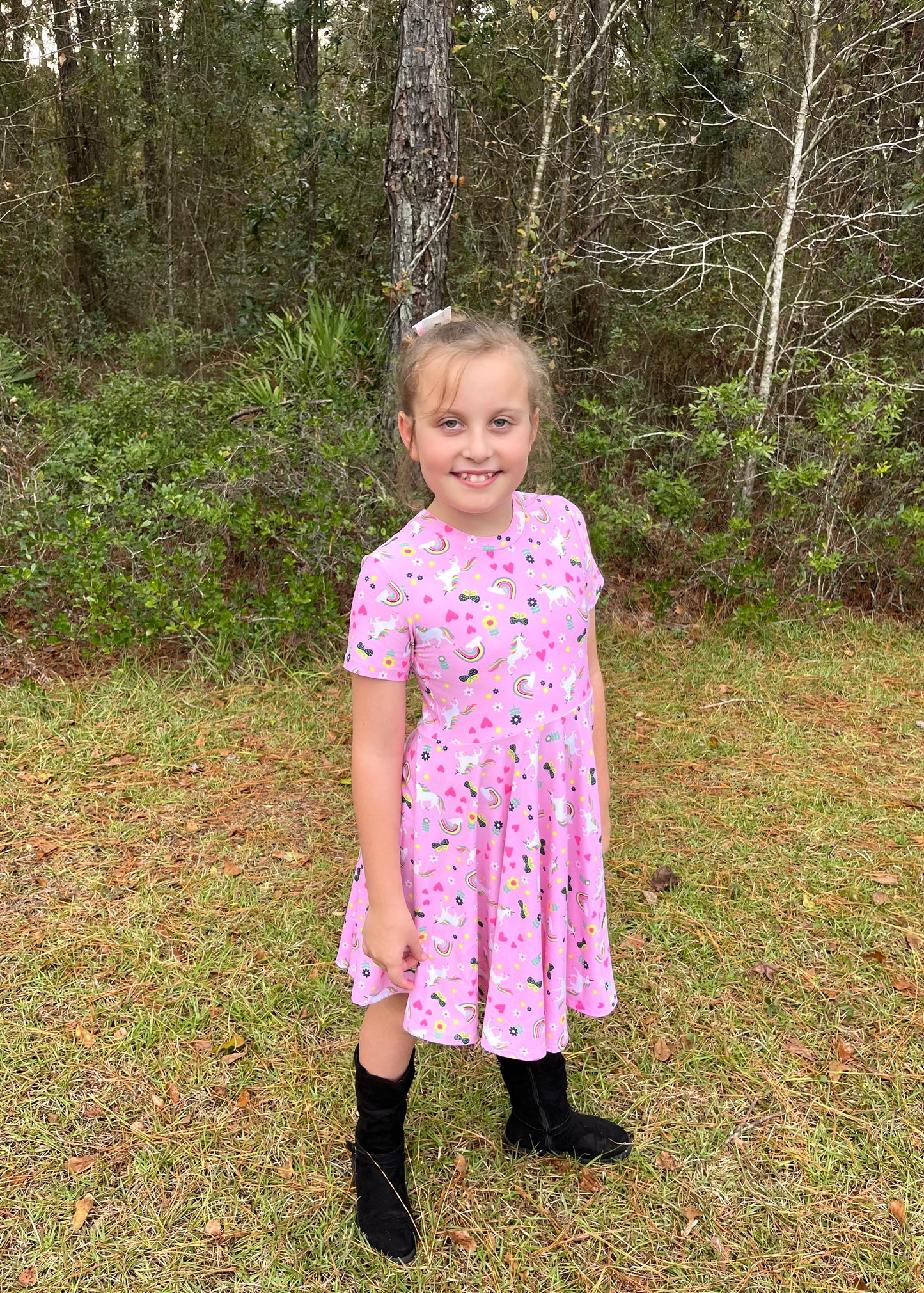 Rainbow Unicorns Twirl Dress