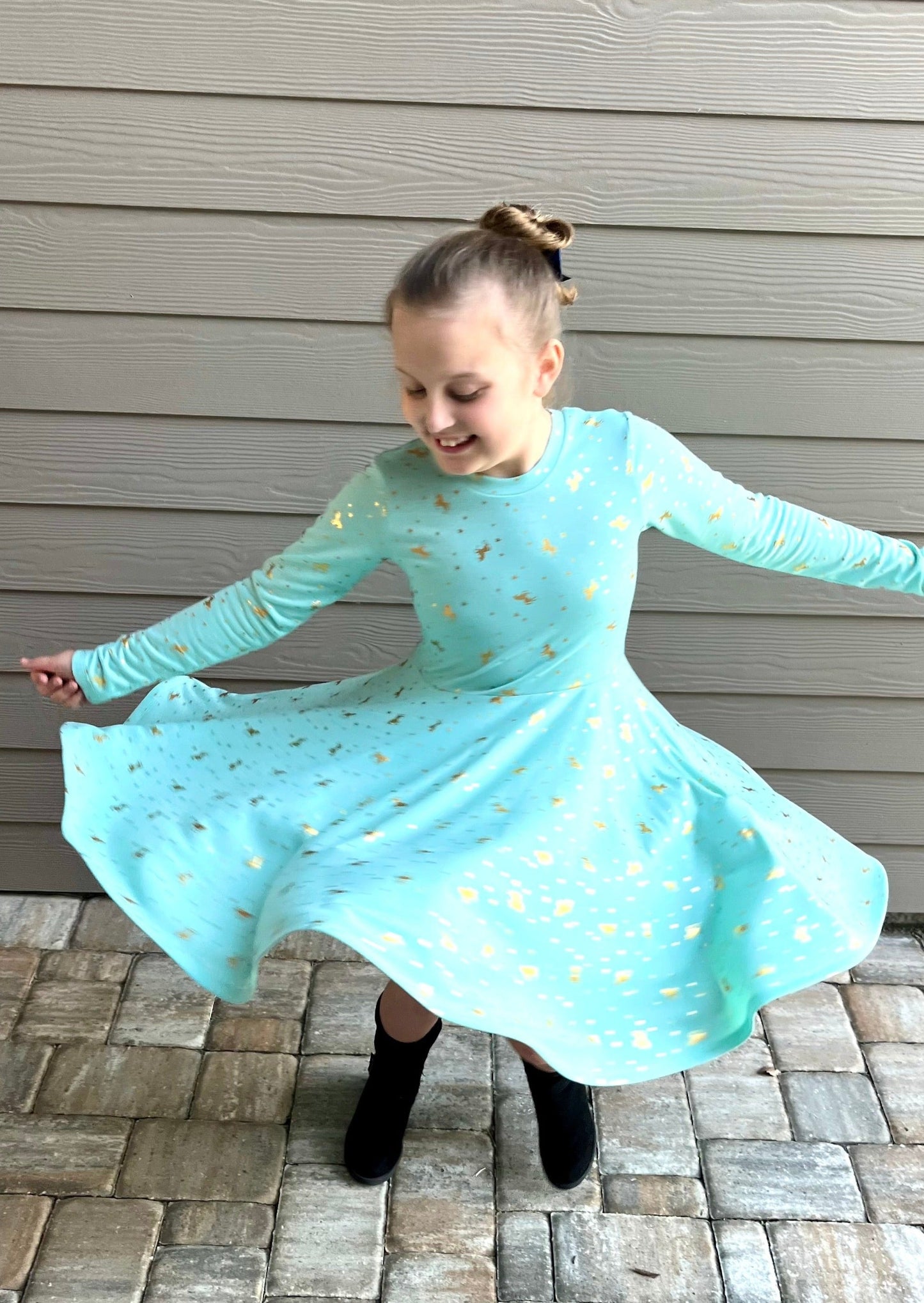 Mint Unicorn Twirly Dress