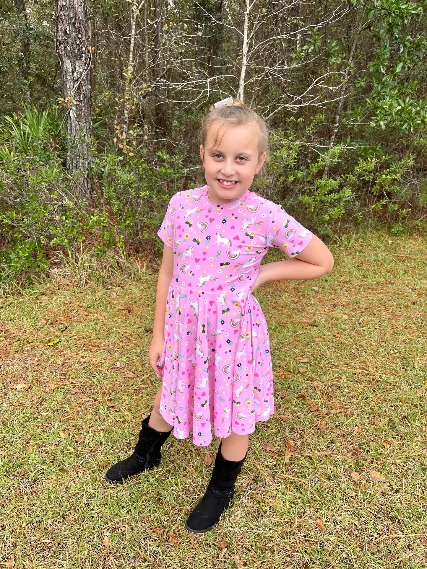 Rainbow Unicorns Twirl Dress