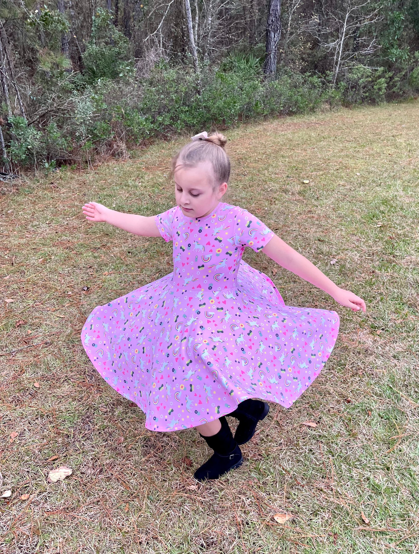 Rainbow Unicorns Twirl Dress