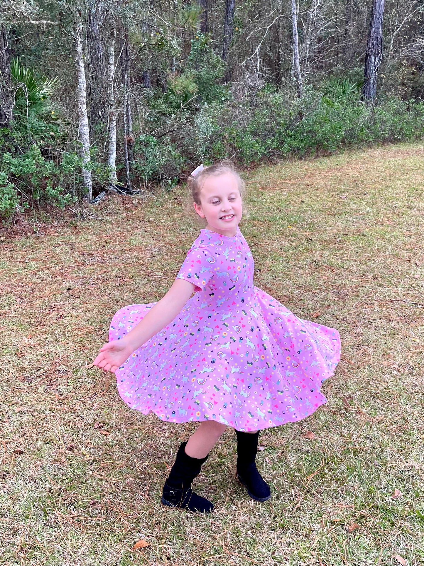 Rainbow Unicorns Twirl Dress