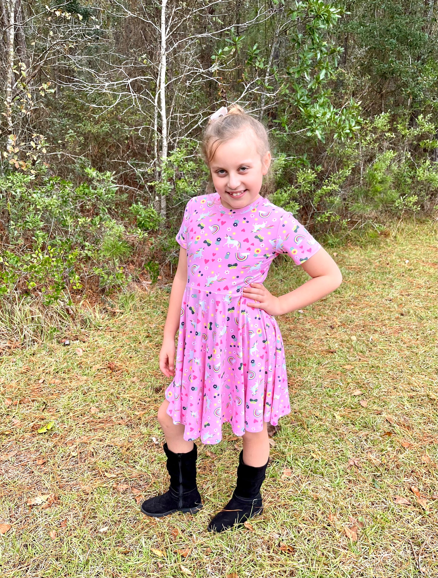 Rainbow Unicorns Twirl Dress