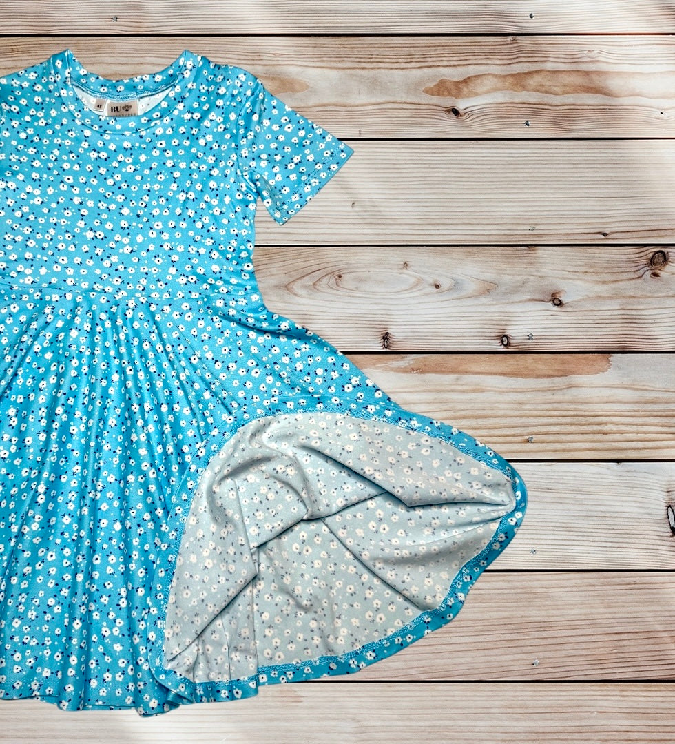 Twirl Dress in light blue ditsy floral print