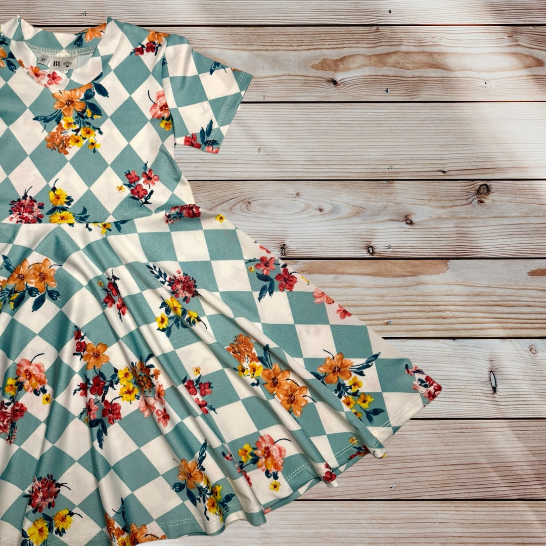 Twirl Dress in Sage Floral Print