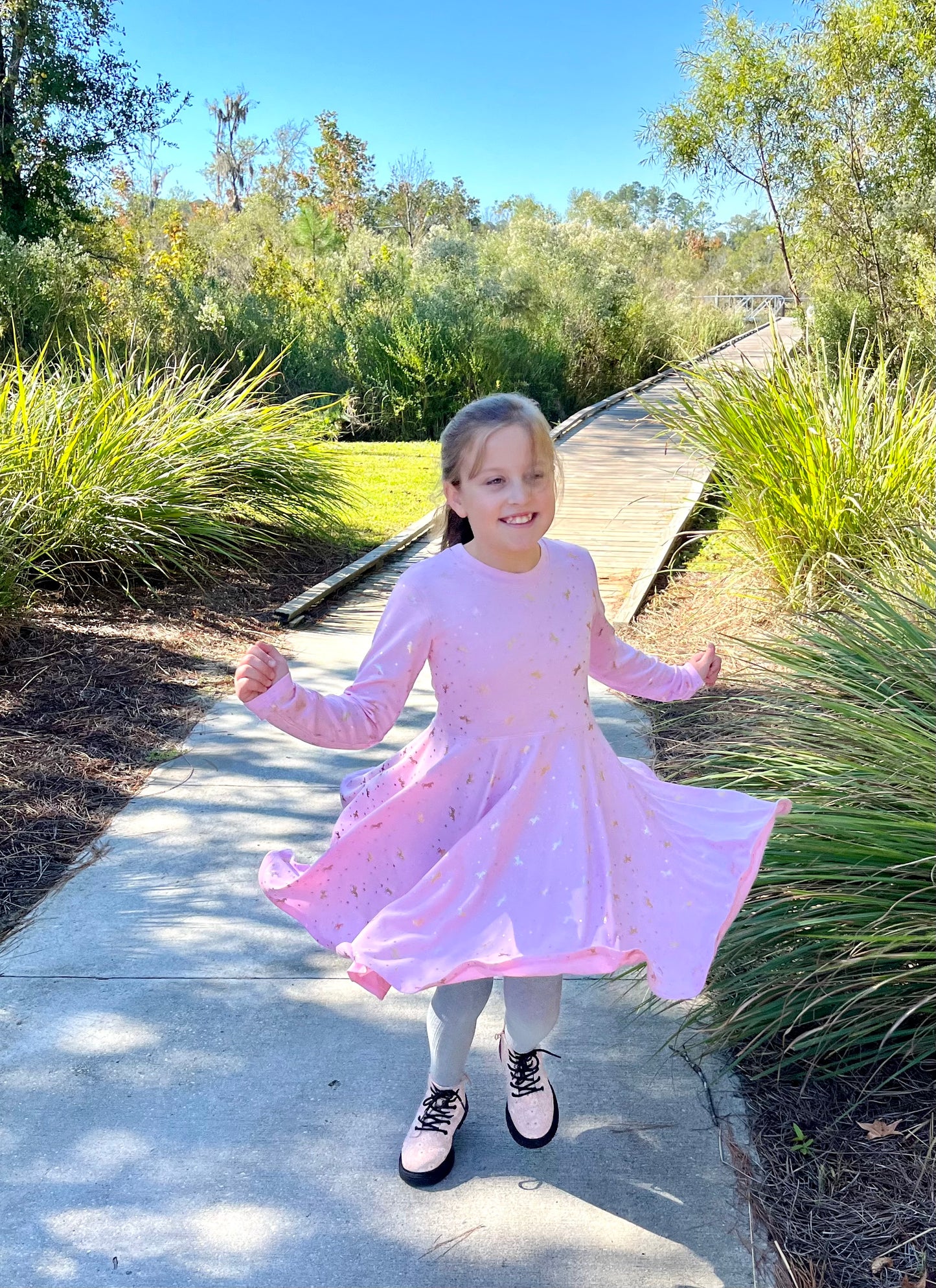 Pink Unicorn Twirly Dress in Multiple Prints