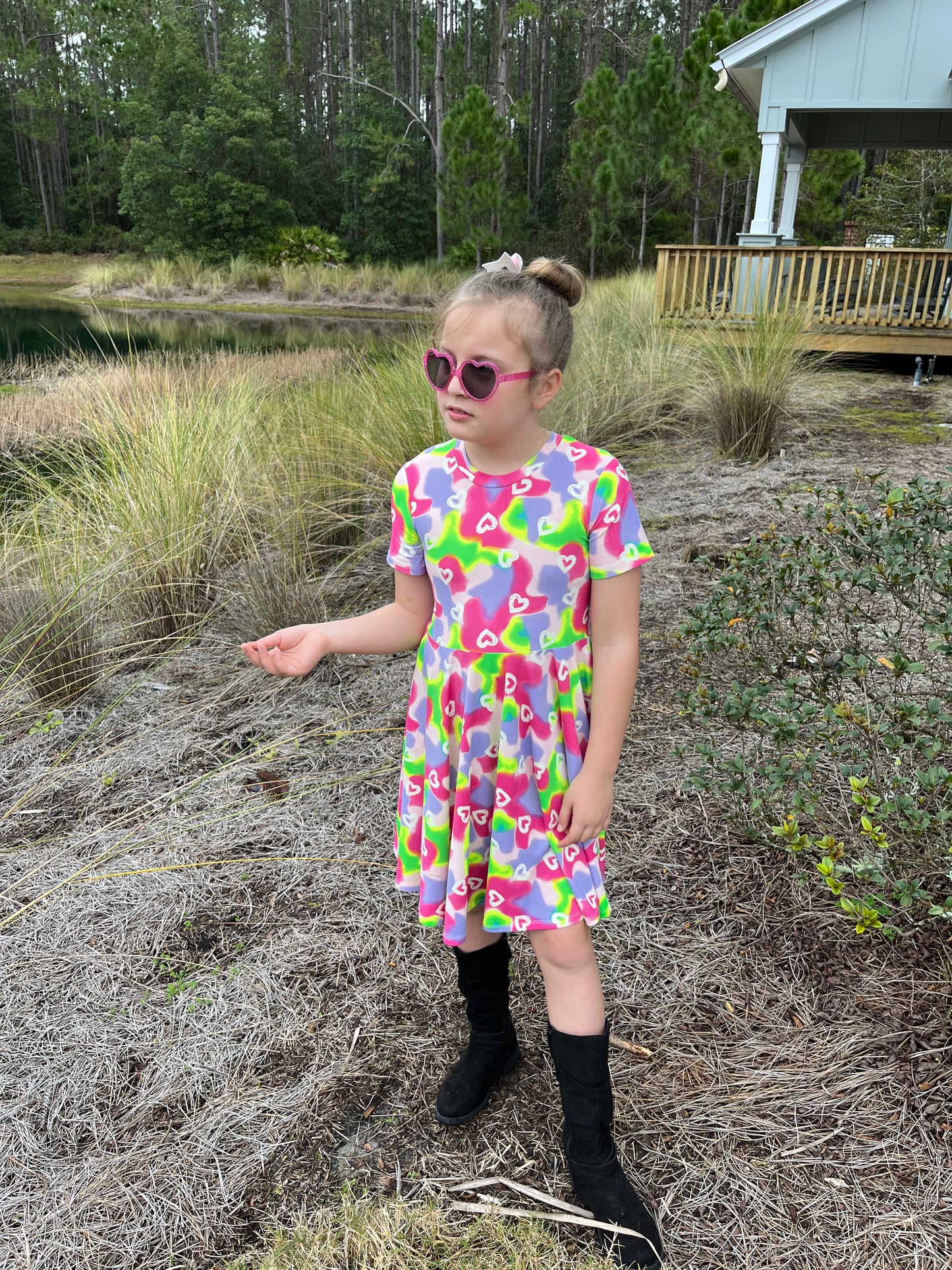 Tie Dye Hearts Twirl Dress