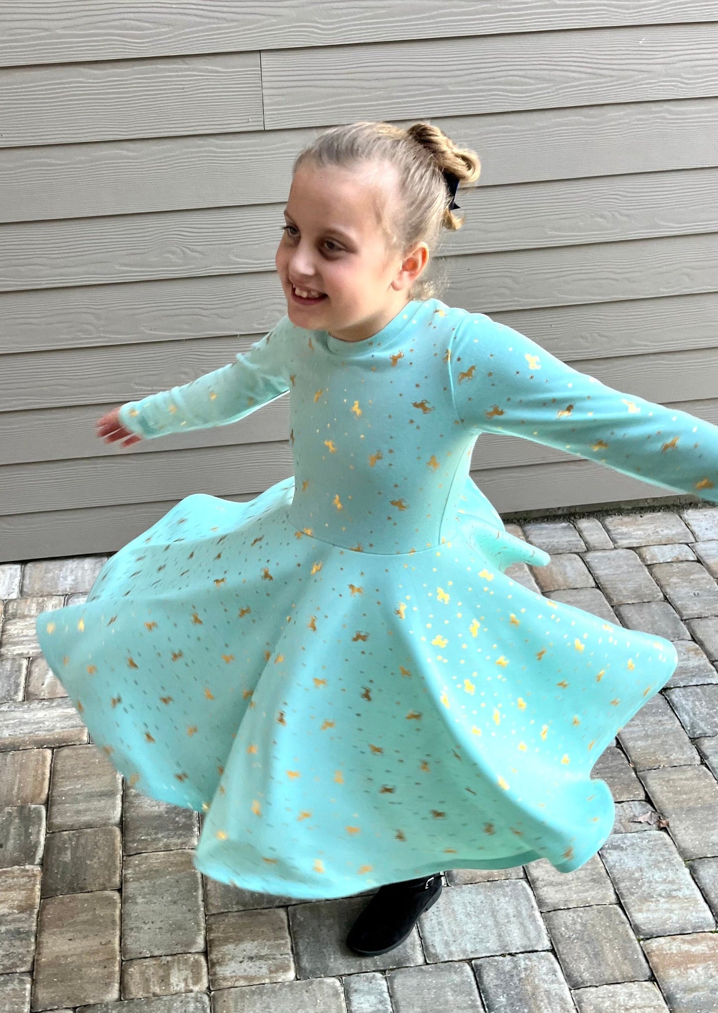 Mint Unicorn Twirly Dress