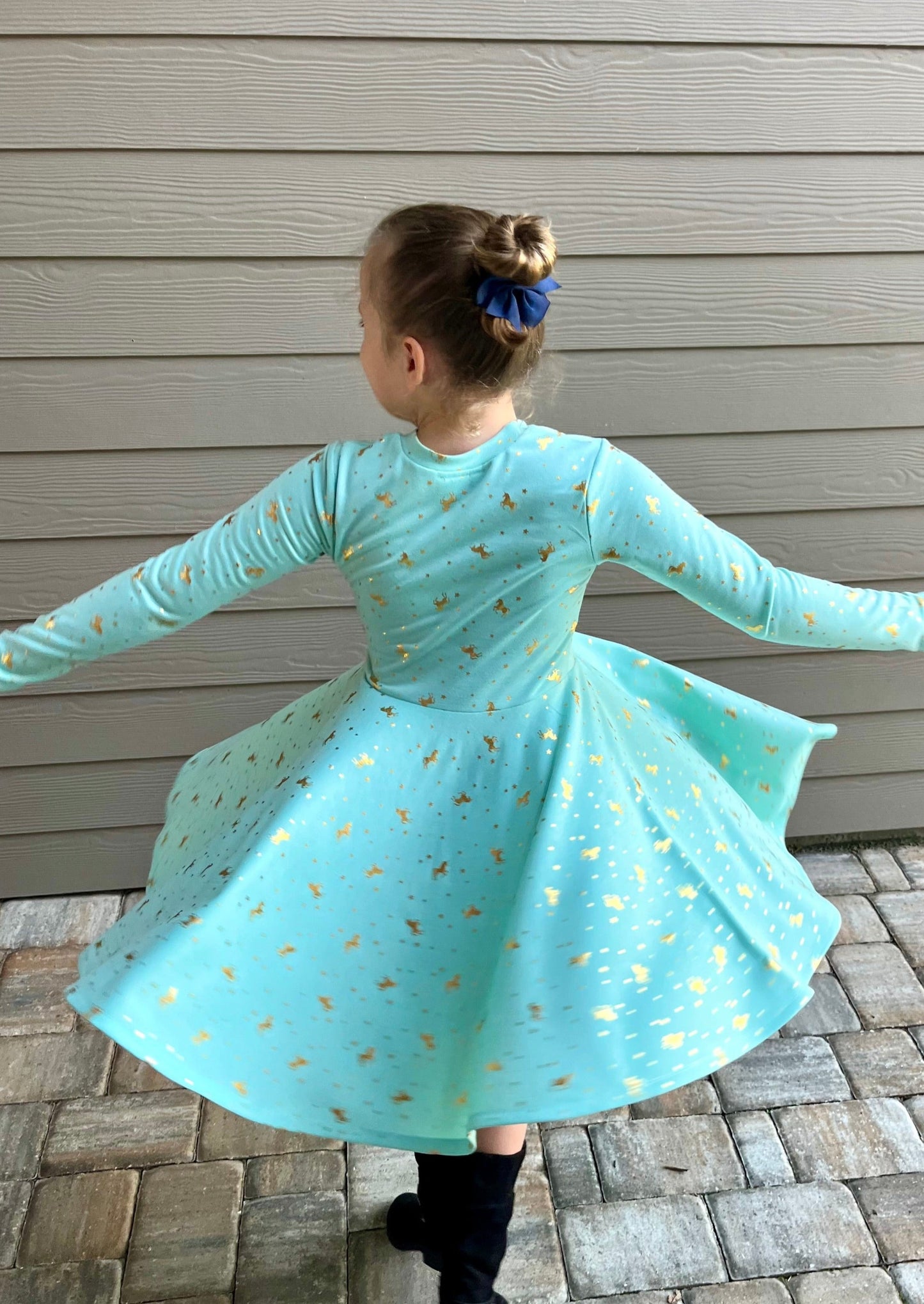Mint Unicorn Twirly Dress