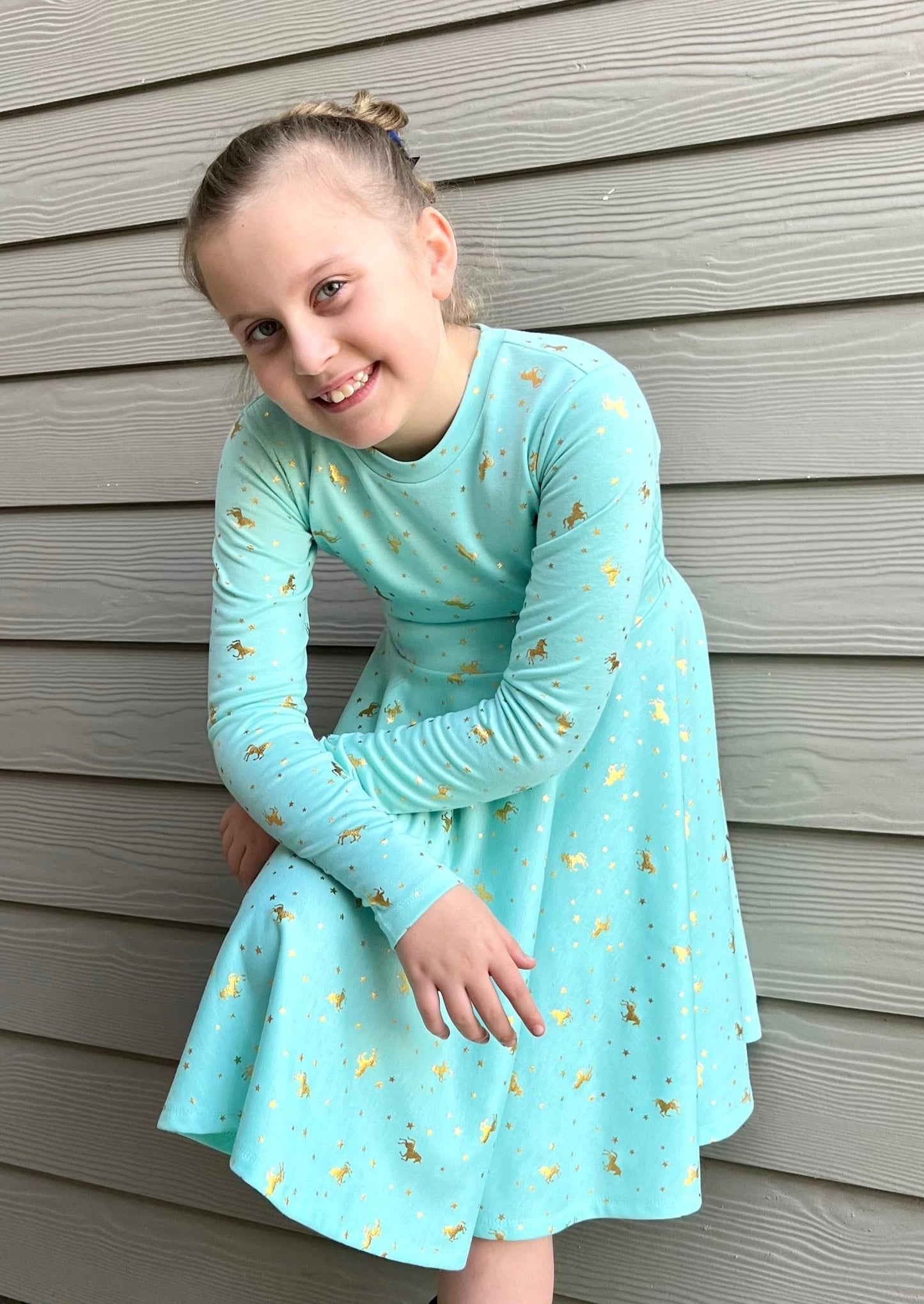 Mint Unicorn Twirly Dress