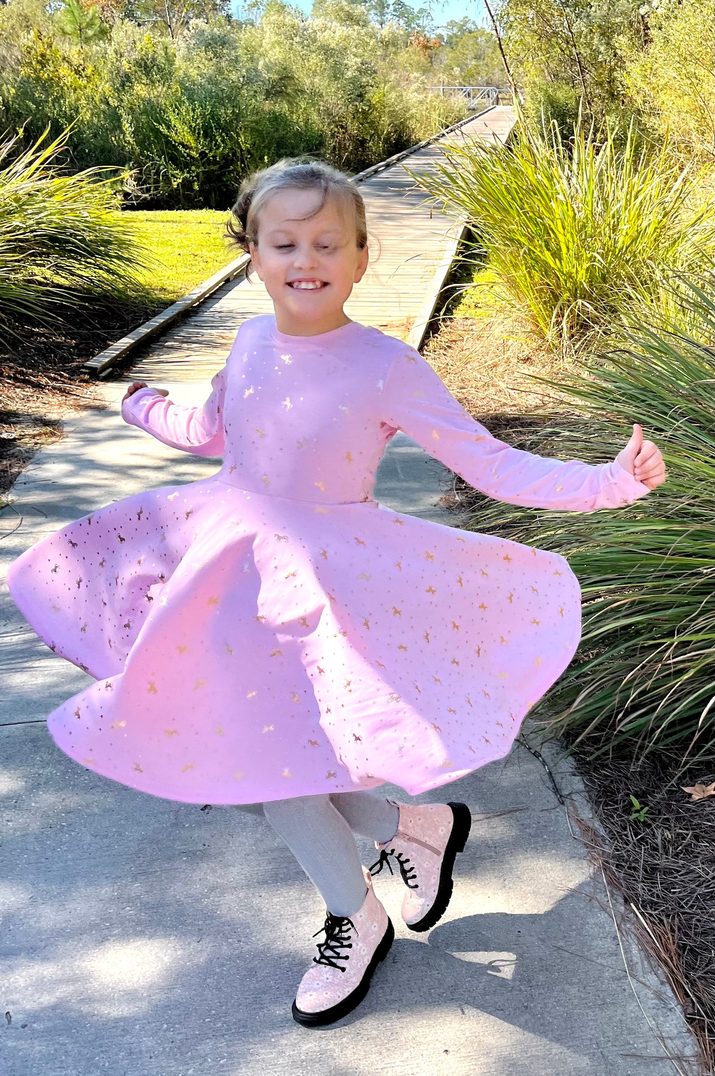 Pink Unicorn Twirly Dress in Multiple Prints