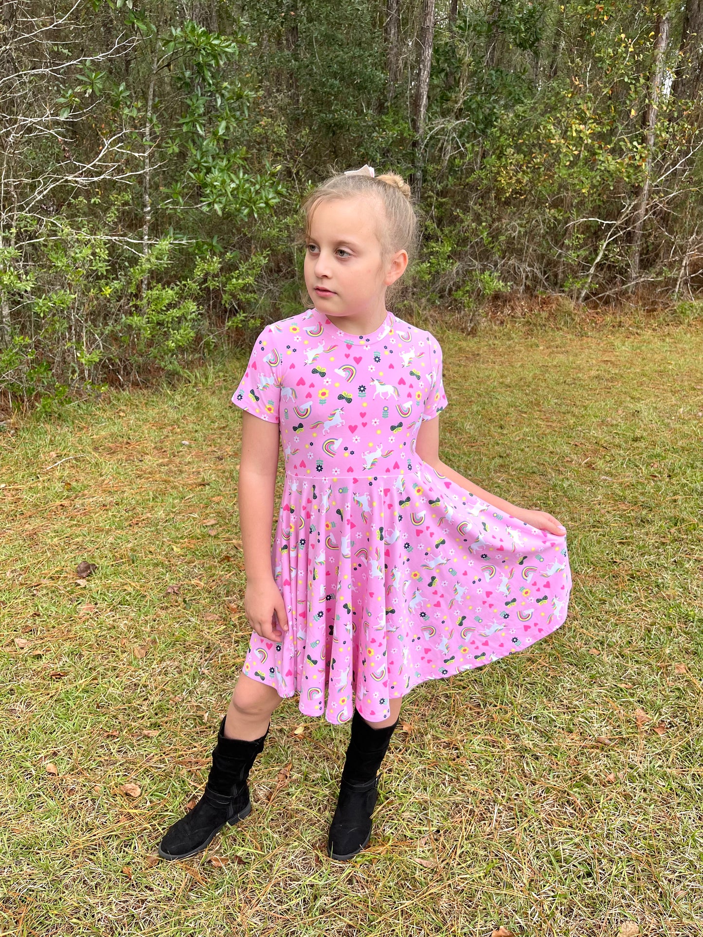 Rainbow Unicorns Twirl Dress