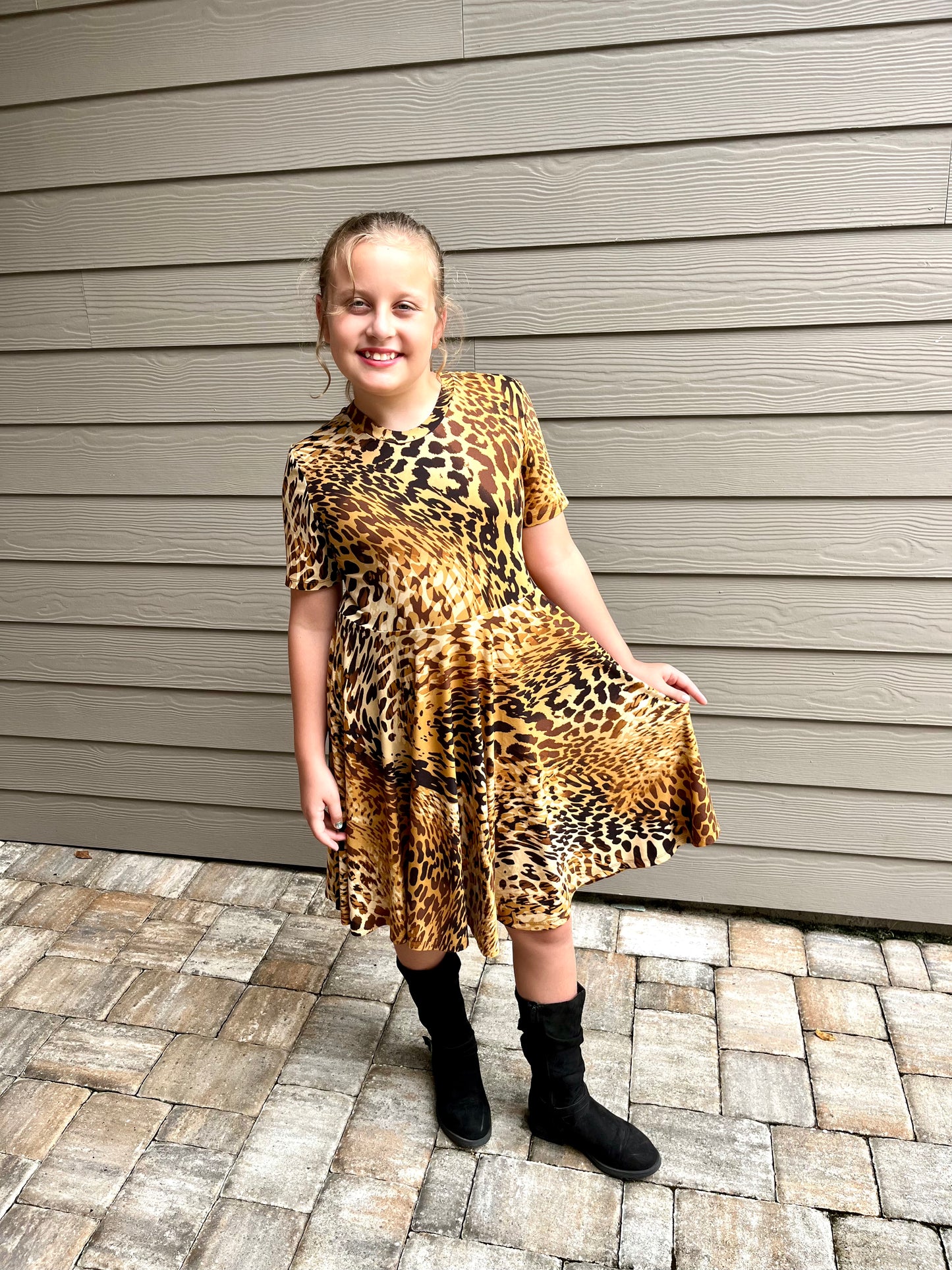 Lily Twirl Dress in Leopard Print