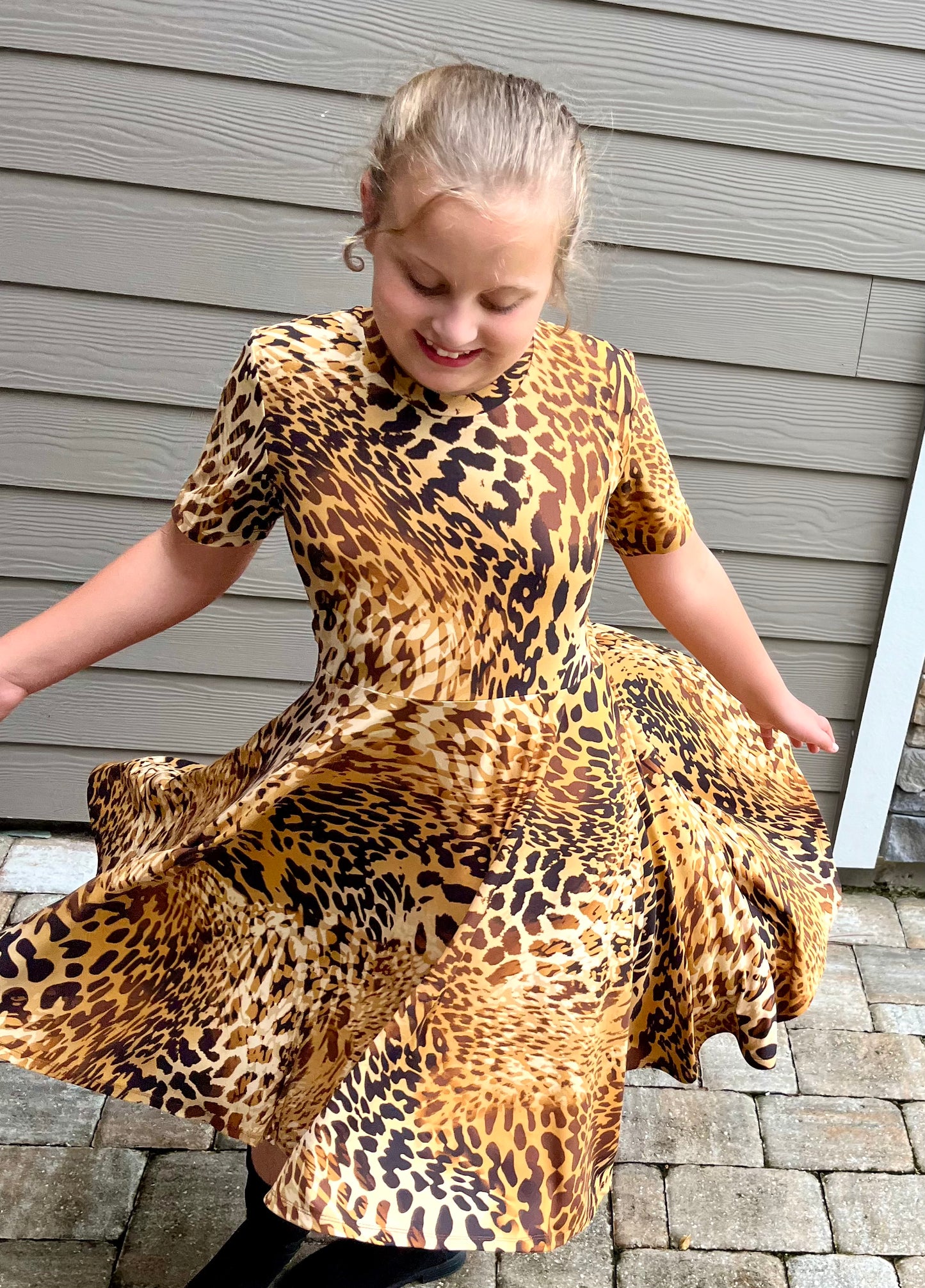 Lily Twirl Dress in Leopard Print