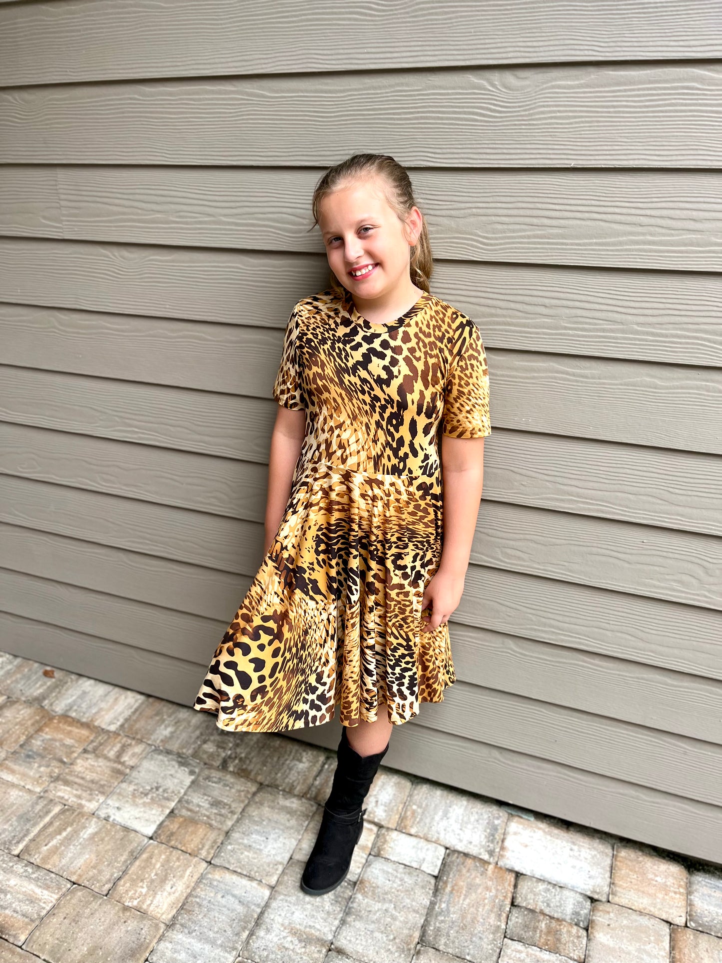 Lily Twirl Dress in Leopard Print