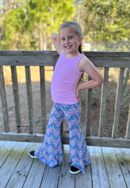Bell Bottom Pants in Chevron Print Girls