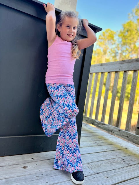 Bell Bottom Pants in Chevron Print Girls
