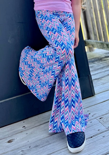 Bell Bottom Pants in Chevron Print Girls