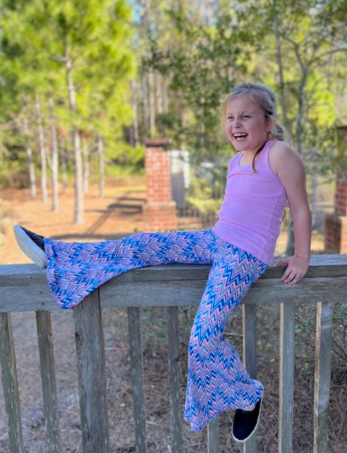 Bell Bottom Pants in Chevron Print Girls