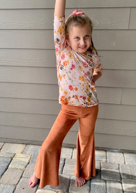 Velour Bell Bottom Pants Rust