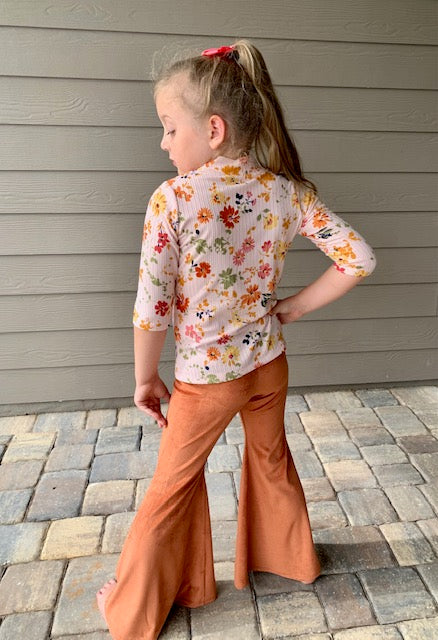 Velour Bell Bottom Pants Rust