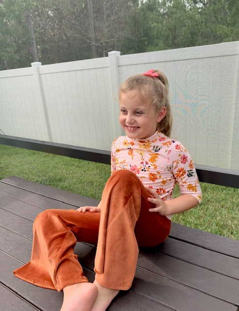 Velour Bell Bottom Pants Rust