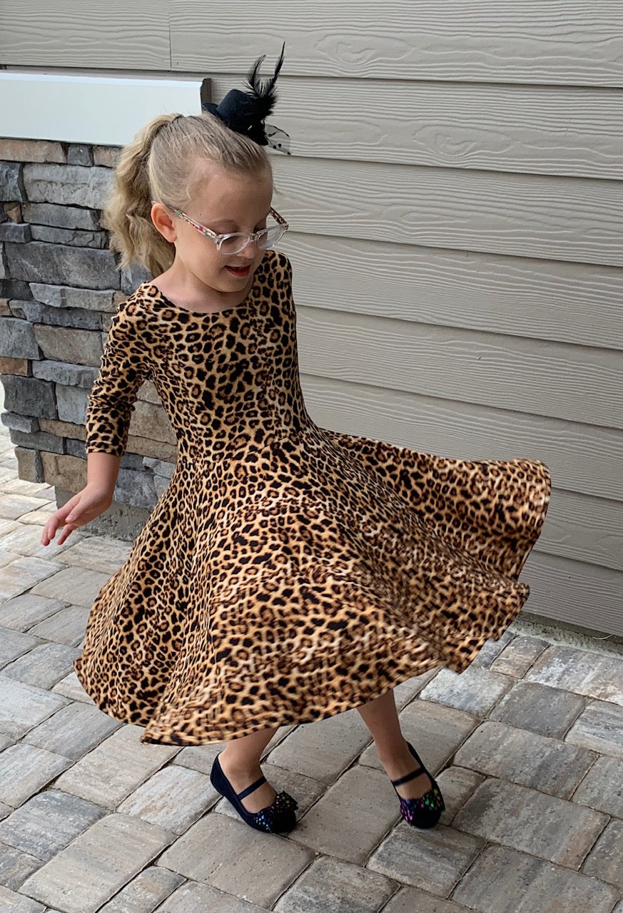 Ava Twirl Dress in Leopard Print