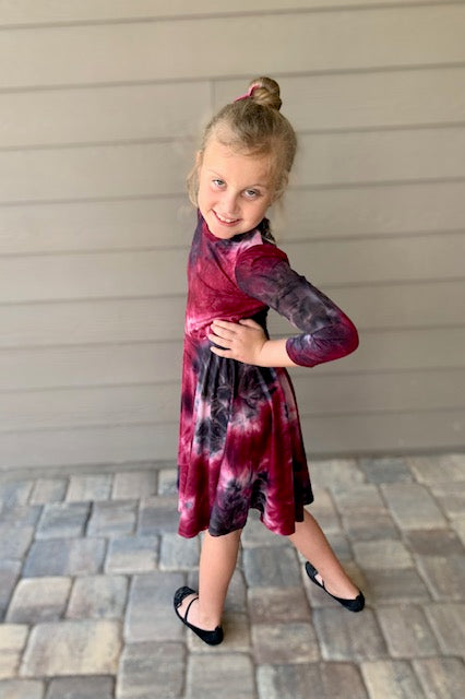 Lily Twirl Dress in Tie Dye Galaxy Print