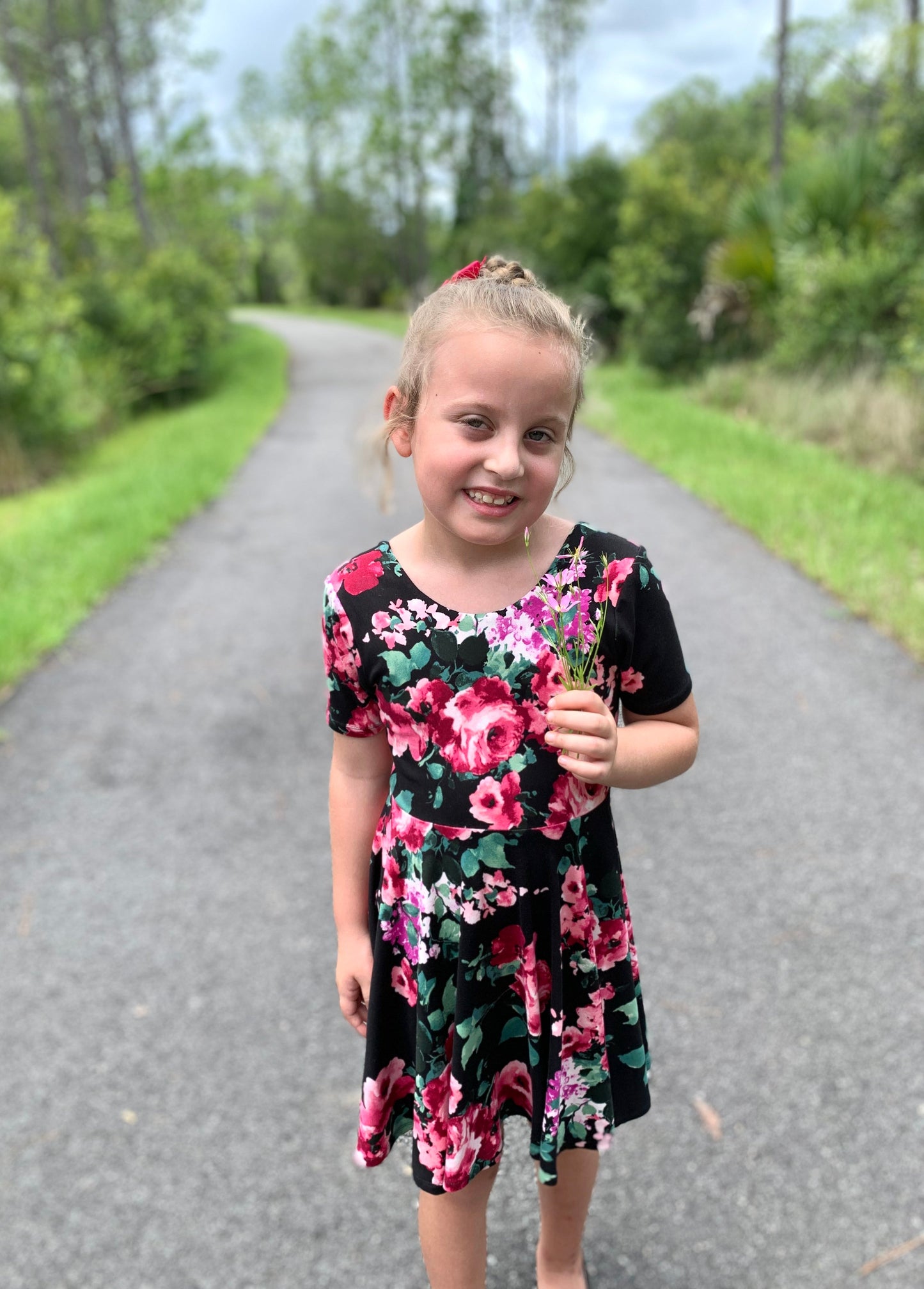 Ava Twirl Dress in Black Floral - Dress