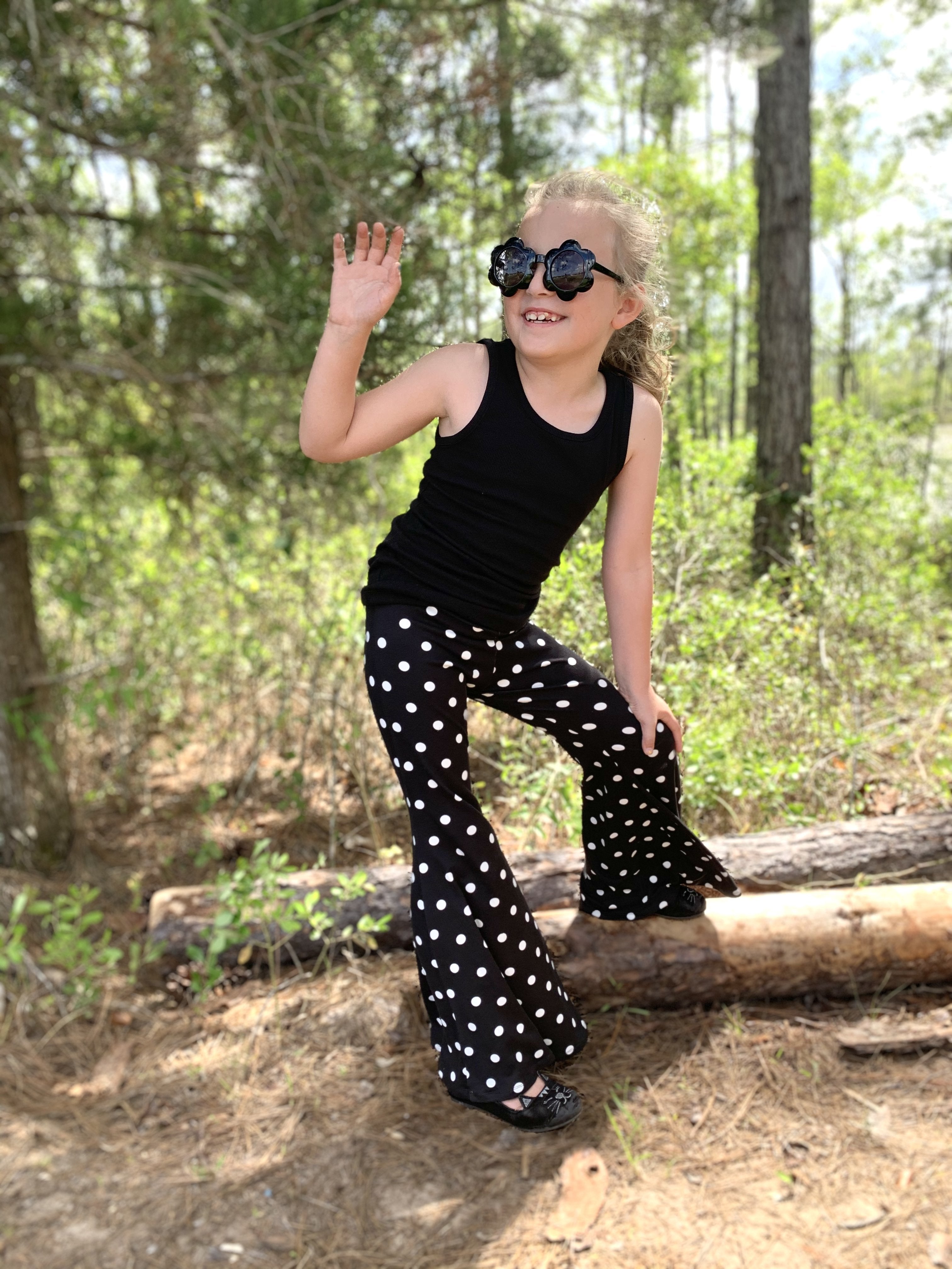 Polka dot 2025 bell bottom pants