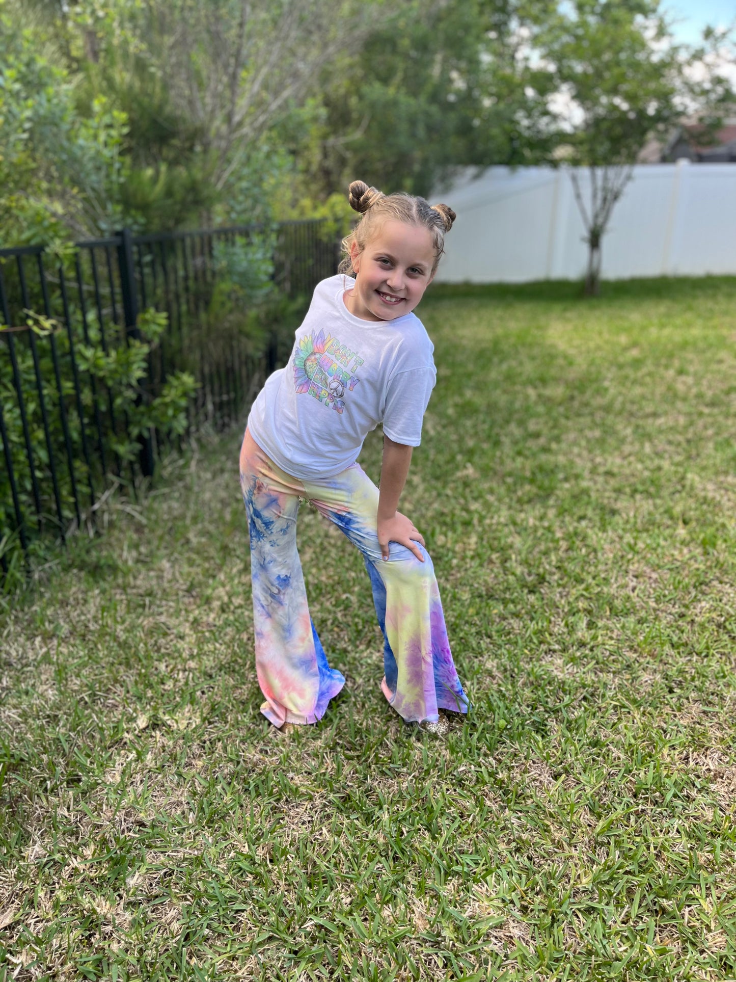 Bell Bottom Pants for Girls in Royal Blue and Multi Color Tie-Dye