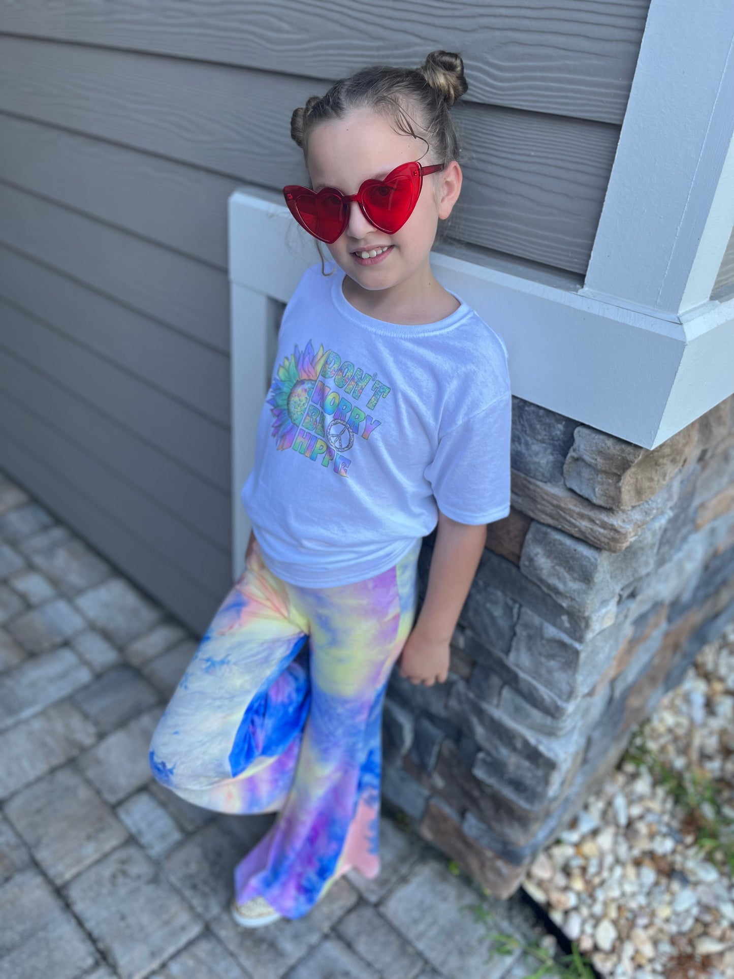 Bell Bottom Pants for Girls in Royal Blue and Multi Color Tie-Dye