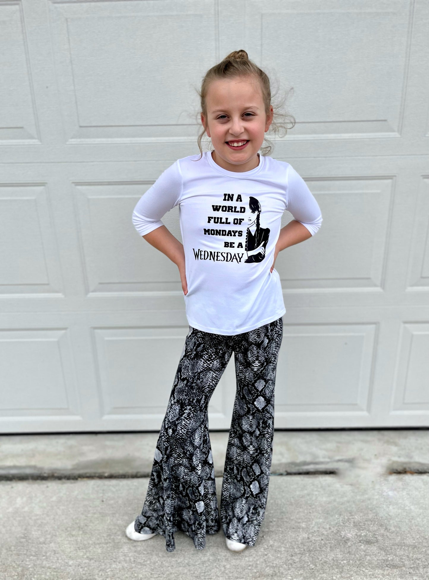 Bell Bottom Pants Grey Snakeskin Print Girls