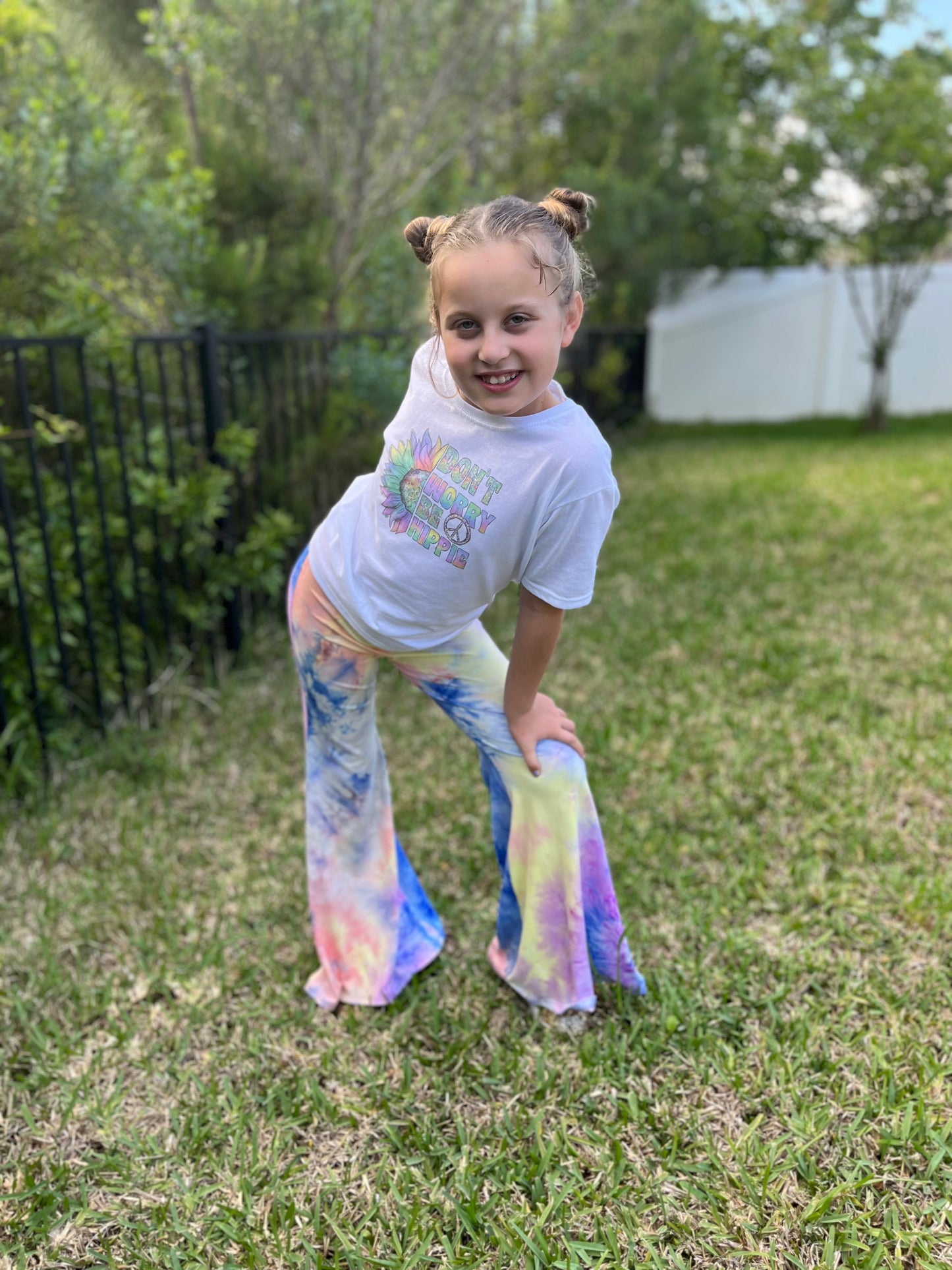 Bell Bottom Pants for Girls in Royal Blue and Multi Color Tie-Dye
