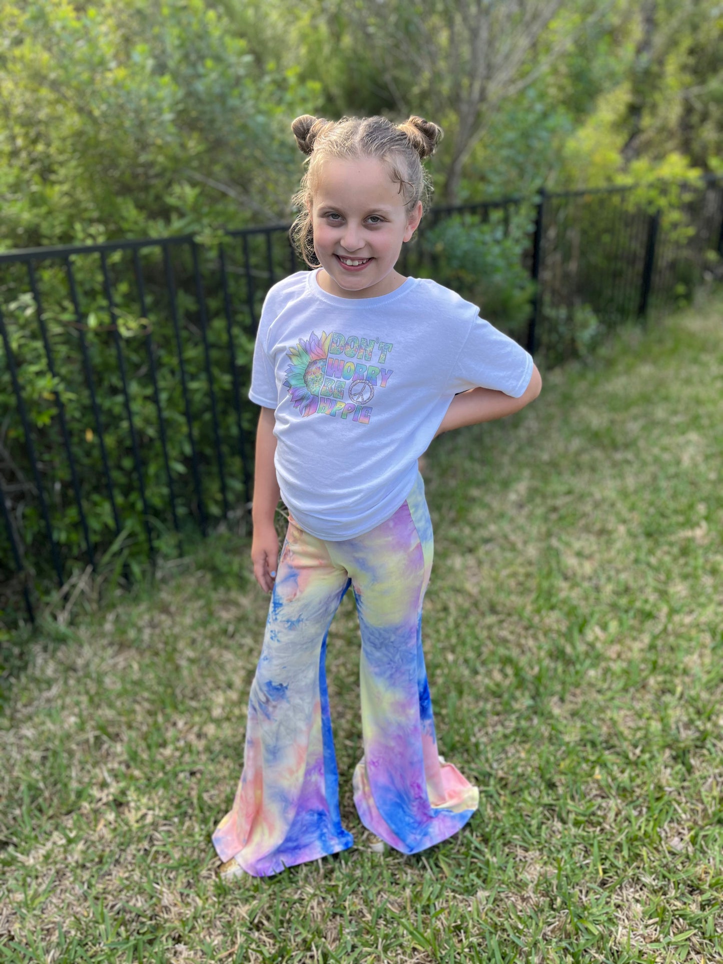 Bell Bottom Pants for Girls in Royal Blue and Multi Color Tie-Dye