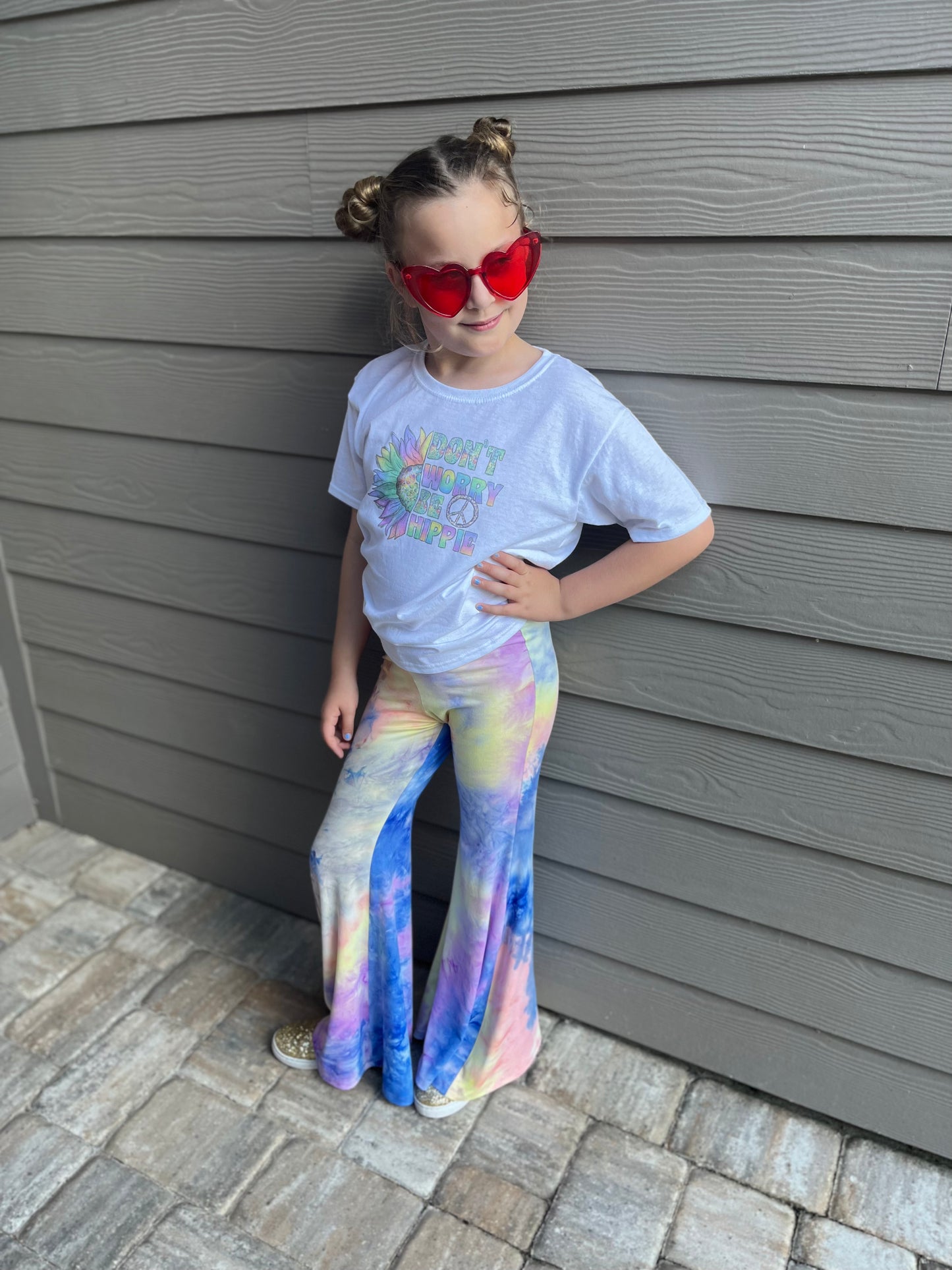 Bell Bottom Pants for Girls in Royal Blue and Multi Color Tie-Dye