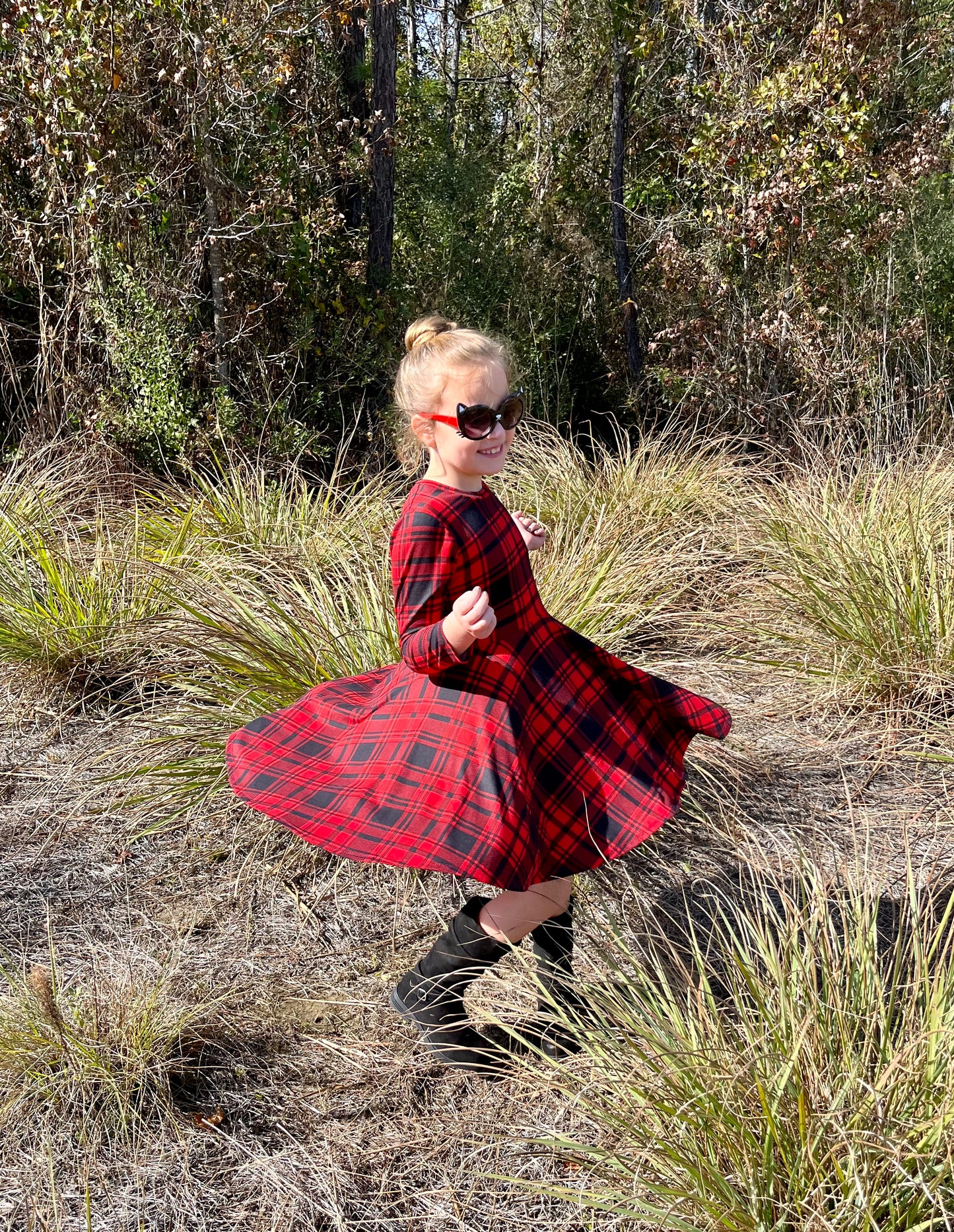 Lily Twirl Dress in Red