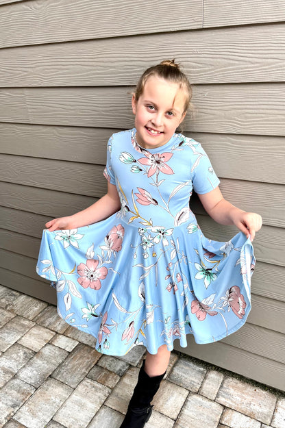 Twirl Dress in Baby Blue Floral