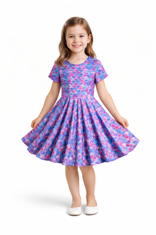 Twirl Dress in mermaid scale print