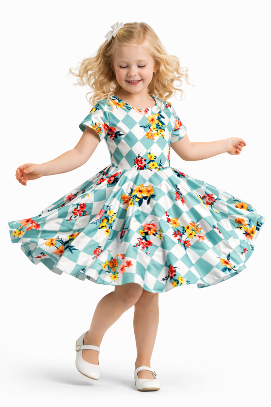 Twirl Dress in Sage Floral Print