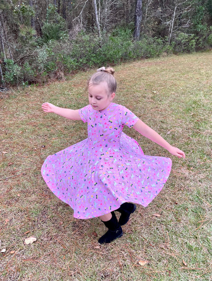 Rainbow Unicorns Twirl Dress