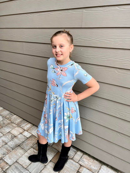 Twirl Dress in Baby Blue Floral