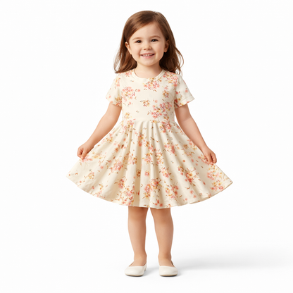 Twirl Dress in Ivory Floral Print