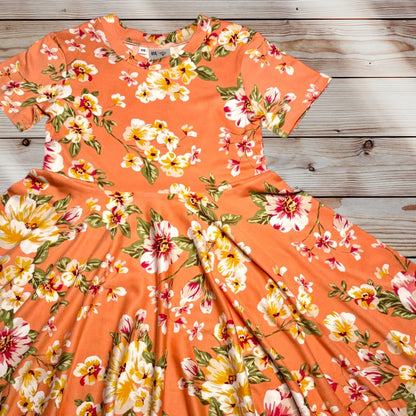 Twirl Dress in peach floral print