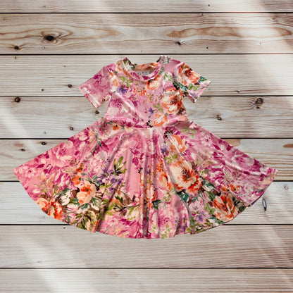 Twirl Dress in pink floral print