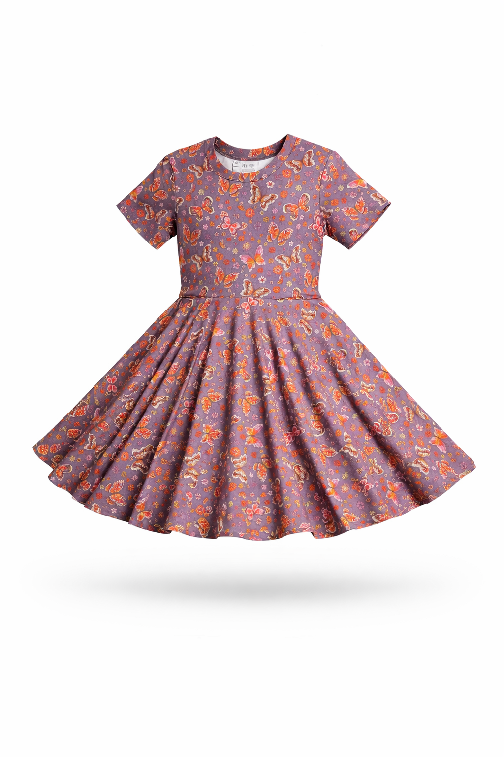 Twirl Dress in Purple Butterflies Print