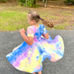 Lily Twirl Dress in Tie/Dye Royal Blue