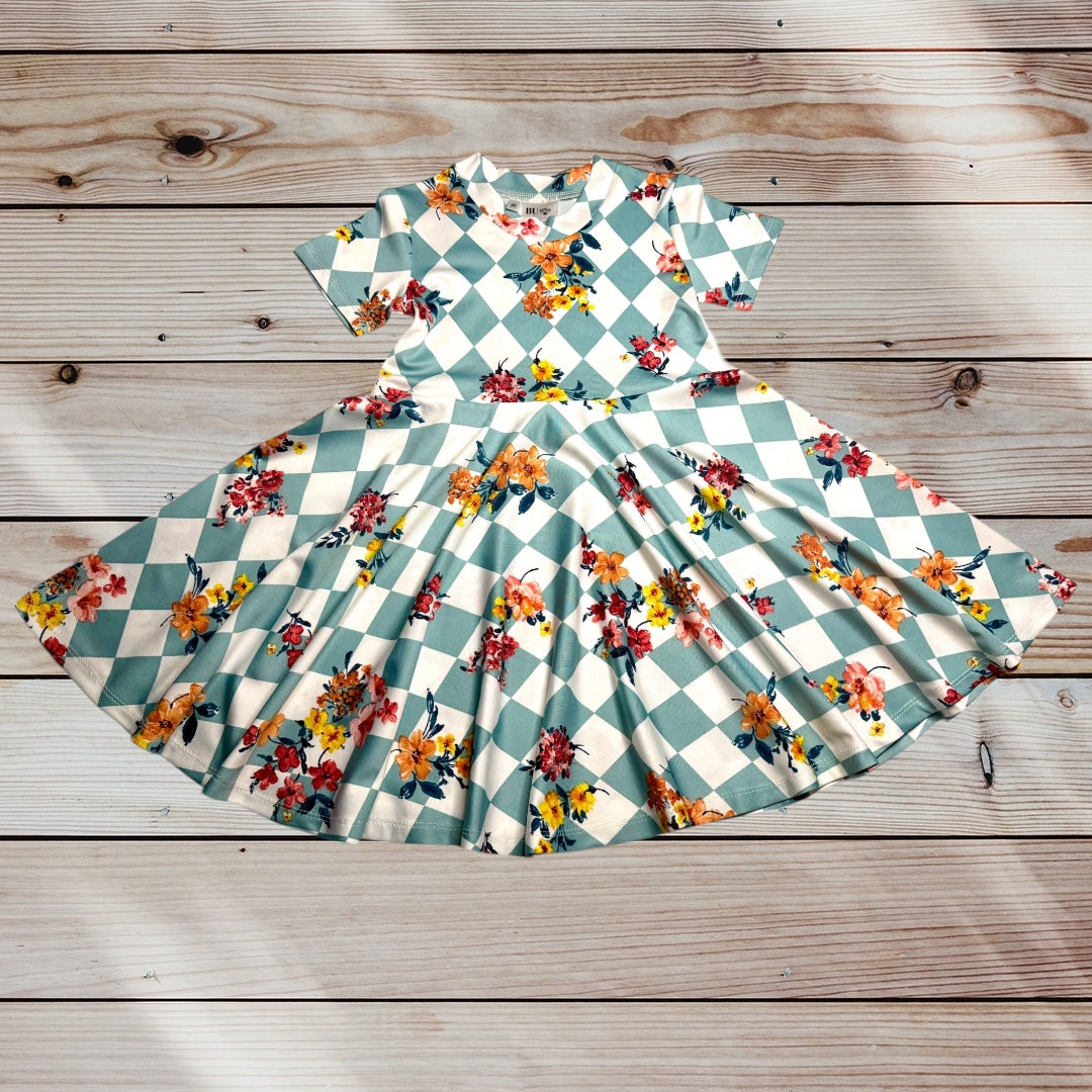 Twirl Dress in Sage Floral Print 12-18 months