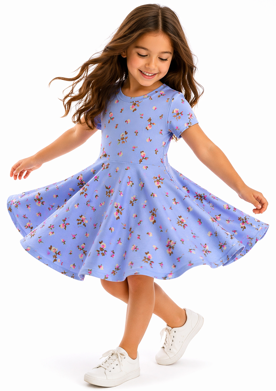 Twirl Dress in light blue floral print