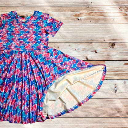 Twirl Dress in mermaid scale print