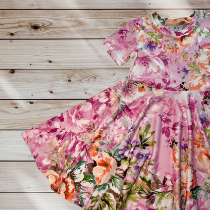 Twirl Dress in pink floral print